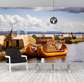 Picture of Uros island in Lake Titicaca Peru